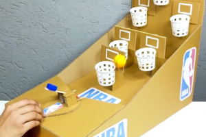 手工DIY：纸板制作投篮玩具，NBA球迷们快来试试吧