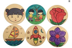 谷乐品环创儿童手工DIY幼儿园区角材料10cm圆形纸板图案涂色纸板