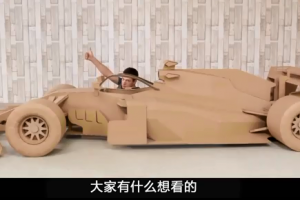 完全用纸板制作的F1赛车，纯手工制作，你想坐在车里吗？