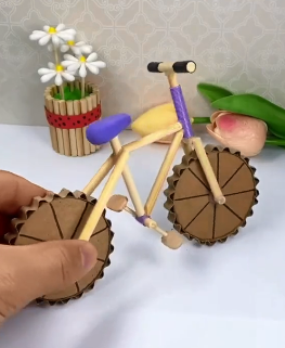 谷乐品环创手工材料DIY制作纸板和木棍制作小自行车