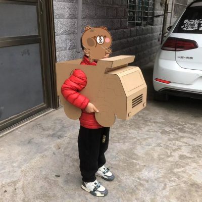 谷乐品环创幼儿园手工材料DIY定制立体工程车渣土车纸板手提车【教程】