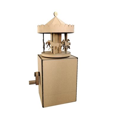 【手摇旋转木马制作教程】谷乐品环创手工材料DIY幼儿园游戏定制手摇旋转木马纸板道具