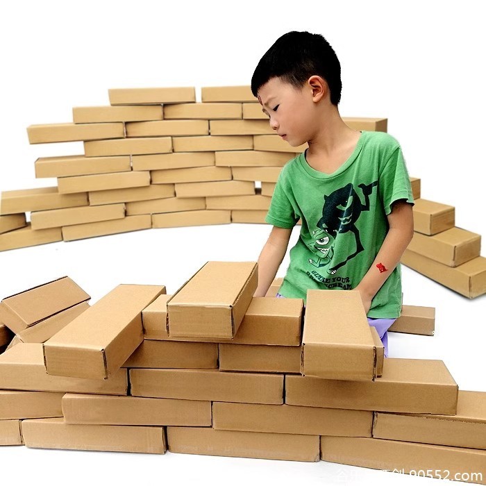 【新款砖头纸盒子教程】亲子构建区角砖头造型绘画手工DIY积木城堡围墙纸盒